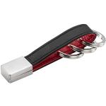 TROIKA TWISTER RED - KRG642/LE - Lederschlaufe - Leder/PU/Metall - 3 Schlüsselringe, mit "Twist-Verschluss" - außen schwarz/innen rot