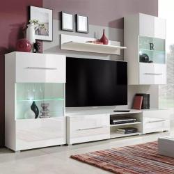 TV-møbel i fem dele med LED-belysning hvid