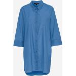 Blå Økologiske Bæredygtige Langærmede skjorter i Bomuld Med 3/4 ærmer Størrelse XL til Damer på udsalg 