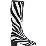 Hvide Valentino Garavani Læderstøvler i Læder blokhæle Med lynlåse Størrelse 40 med Zebra mønster til Damer 