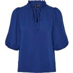 Blå Vero Moda Bluser med V-udskæring Størrelse XL til Damer på udsalg 
