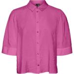 Pinke Vero Moda Kortærmede skjorter i Modal med korte ærmer Størrelse XL til Damer på udsalg 