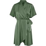 Grønne Korte Vero Moda Aftenkjoler i Satin med korte ærmer Størrelse XL til Damer på udsalg 