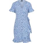 Blå Korte Vero Moda Aftenkjoler med Flæser med korte ærmer Størrelse XL med Prikker til Damer på udsalg 