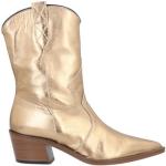 Guldfarvede VIA ROMA Læderstøvler i Læder blokhæle Med lynlåse med spidse skosnuder Størrelse 36 til Damer 