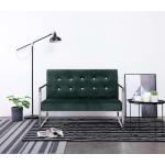 vidaXL 2-personers sofa med armlæn krom og fløjl mørkegrøn