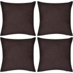 vidaXL 130913 4 Brown Cushion Covers Cotton 40 x 40 cm