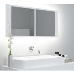 vidaXL badeværelsesskab m. spejl + LED-lys 100x12x45 cm hvid