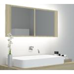 vidaXL badeværelsesskab m. spejl + LED-lys 100x12x45 cm sonoma-eg