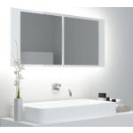 vidaXL badeværelsesskab m. spejl og LED-lys 100x12x45 cm hvid højglans
