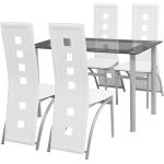 Hvide Moderne VidaXL Spisebordssæt i Glas ergonomiske 5 stk 