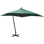 vidaXL hængende parasol 300 x 300 cm træstang grøn