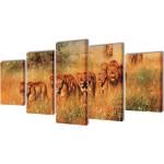 Flerfarvede VidaXL Canvas billeder med løver 