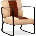 vidaXL loungestol ægte læder og kanvas brun