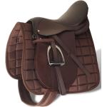 vidaXL sadelsæt til heste 5-i-117,5" ægte læder brun 18 cm