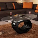 vidaXL sofabord med oval bordplade i glas højglans sort