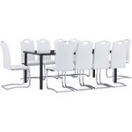 Hvide Moderne VidaXL Spisebordssæt i Kunstlæder ergonomiske 11 stk 