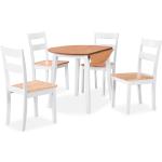 Hvide VidaXL Spisebordssæt i Gummitræ til 4 Personer Sammenklappelig 5 stk 