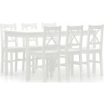 Hvide VidaXL Spisebordssæt i Fyrretræ til 6 Personer 7 stk 