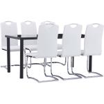 Hvide Moderne VidaXL Spisebordssæt i Kunstlæder ergonomiske 7 stk 