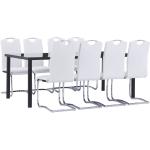 Hvide Moderne VidaXL Spisebordssæt i Kunstlæder ergonomiske 9 stk 