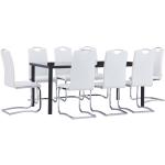 Hvide Moderne VidaXL Spisebordssæt i Kunstlæder ergonomiske 9 stk 
