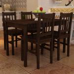 vidaXL spisebordssæt med 4 stole træ brun