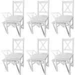 Hvide VidaXL Spisebordsstole i Fyrretræ ergonomiske 6 stk 