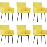 vidaXL spisebordsstole med armlæn 6 stk. stof gul