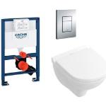 Komplet Pakke Med Villeroy & Boch O.Novo Compact Væghængt Toilet, Grohe Cisterne, Betjeningsplade Og Softclose Sæde