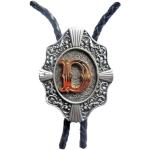 Western Bolo Tie with letter D, 24 ct gold plating, Bolotie