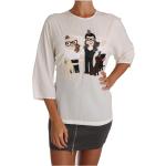 Hvide Dolce & Gabbana T-shirts med rund hals i Silke med rund udskæring Med 3/4 ærmer Størrelse XL til Damer på udsalg 