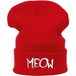 Winter Beanie Mütze Hat MEOW Bad Hair Day HATS Cap Fashion Ski Snowboard Morefazltd (TM) (Meow1 red)