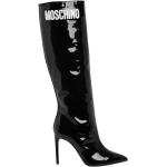 Sorte Elegant MOSCHINO Knæhøje støvler i Læder Stilethæle Hælhøjde 3 - 5 cm Størrelse 39 til Damer på udsalg 