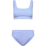 Womens Textured Deep U-Back 2Pc Sport Bikinis Bikini Sets Blue Speedo