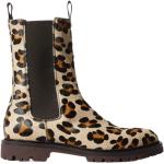 Brune Scarosso Chelsea støvler i Læder Med elastik Hælhøjde 3 - 5 cm Størrelse 42.5 med Leopard til Herrer på udsalg 