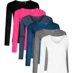 Blå Bæredygtige Langærmede t-shirts i Bomuld med Øko-Tex med V-udskæring Med lange ærmer Størrelse XL til Herrer 