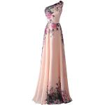Pinke Elegant Festlige kjoler One shoulder Størrelse 3 XL med Blomstermønster til Damer 