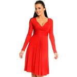 Røde Elegant Aftenkjoler i Jersey med V-udskæring Med lange ærmer Størrelse XL til Damer 