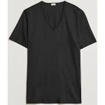 Sorte Zimmerli of Switzerland Kortærmede t-shirts i Bomuld med V-udskæring med korte ærmer Størrelse XL til Herrer 