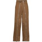 Zip-Detail Trousers Bottoms Trousers Wide Leg Brown Hope