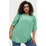 Grønne Zizzi Plus size bluser med rund udskæring Størrelse XXL til Damer på udsalg 