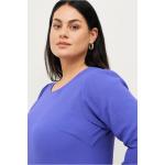 Blå Zizzi Plus size bluser med rund udskæring Størrelse XL til Damer på udsalg 